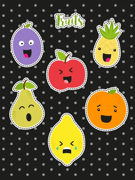 Lindo conjunto de frutas — Vector de stock