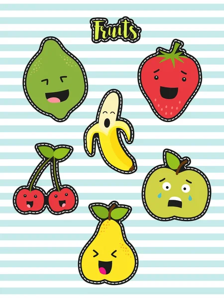 可爱的水果集 — 图库矢量图片