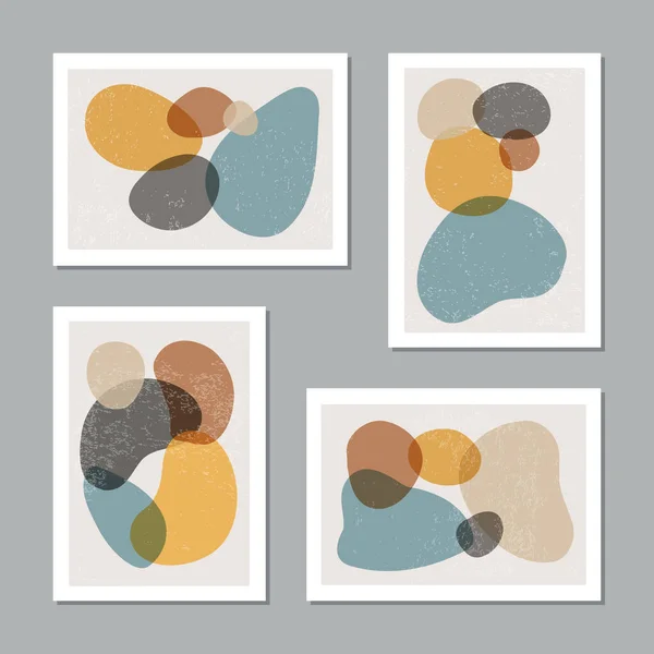 Conjunto de cartazes minimalistas com composição de formas orgânicas abstratas — Vetor de Stock