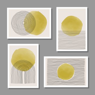 Soyut, yaratıcı, minimalist, sanatsal el yapımı kompozisyon seti.