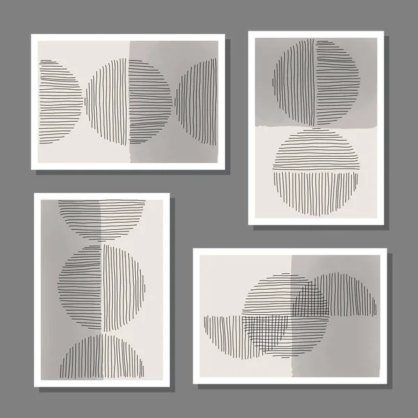 Trendy sada abstraktní kreativní minimalistické ručně malované kompozice — Stockový vektor