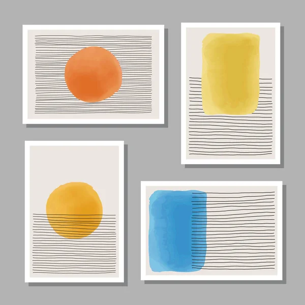 Trendy set abstracte creatieve minimalistische artistieke handgeschilderde compositie — Stockvector