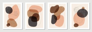 Soyut organik şekilli minimalist posterler.