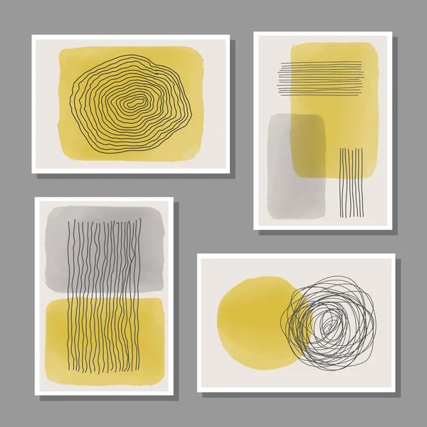 Trendy set abstracte creatieve minimalistische artistieke handgeschilderde compositie — Stockvector