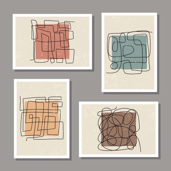 Trendy set abstracte esthetische creatieve minimalistische handgetekende compositie — Stockvector