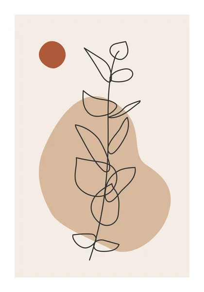 葉の抽象的なコラージュを持つミニマリズム植物の枝 — ストックベクタ