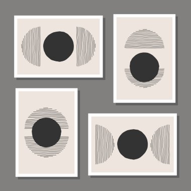 Soyut yaratıcı asgari sanatsal el çizimi kompozisyonların moda kümesi