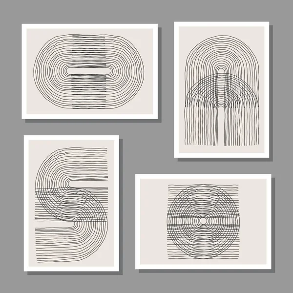 Trendy set abstracte creatieve minimale artistieke handgeschetste composities — Stockvector