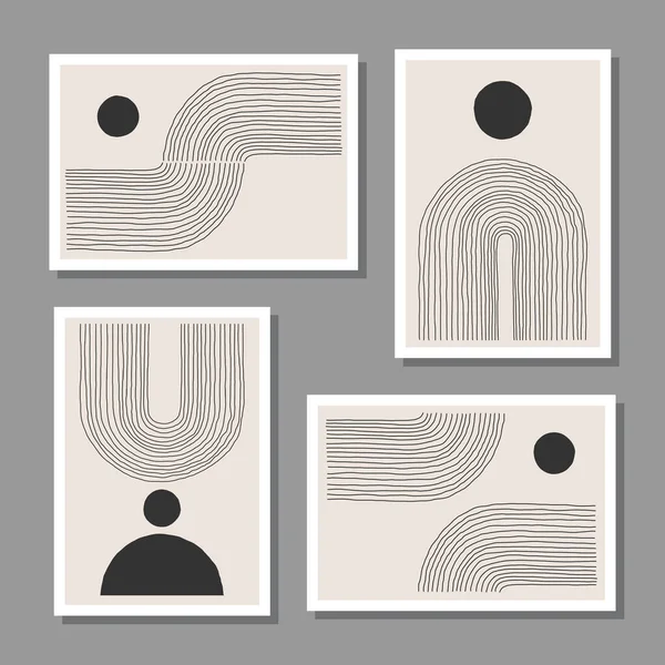 Trendy set abstracte creatieve minimale artistieke handgeschetste composities — Stockvector