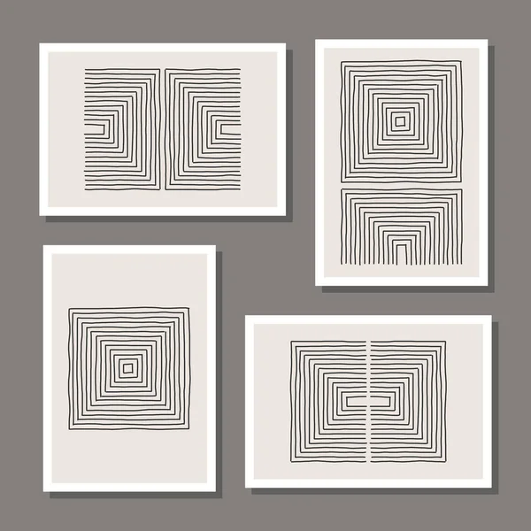 Conjunto de composiciones abstractas creativas mínimas artísticas dibujadas a mano — Archivo Imágenes Vectoriales