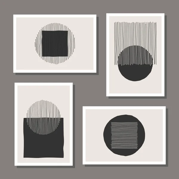 Conjunto moderno de abstrato criativo mínimo artístico mão esboçado composições — Vetor de Stock