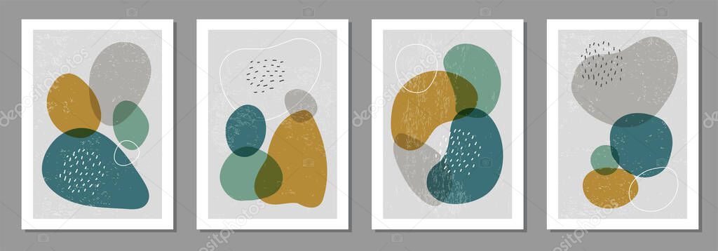 Set of minimal posters with abstract organic shapes composition