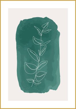 Dal yapraklı minimalist botanik posteri soyut kolaj