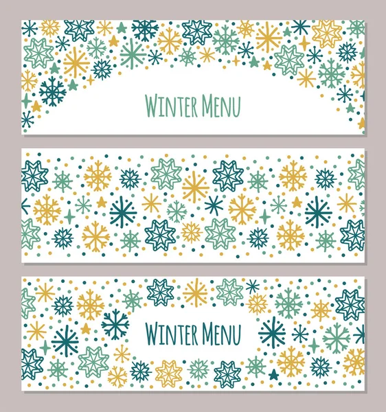 Cute set of Scandinavian Winter horizontal banners background — Stock Vector