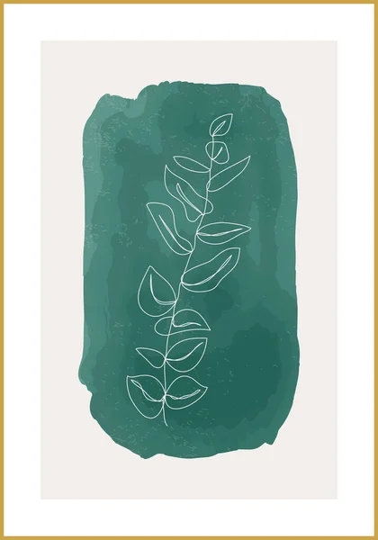 Affiche botanique minimaliste avec feuilles de branches collage abstrait — Image vectorielle