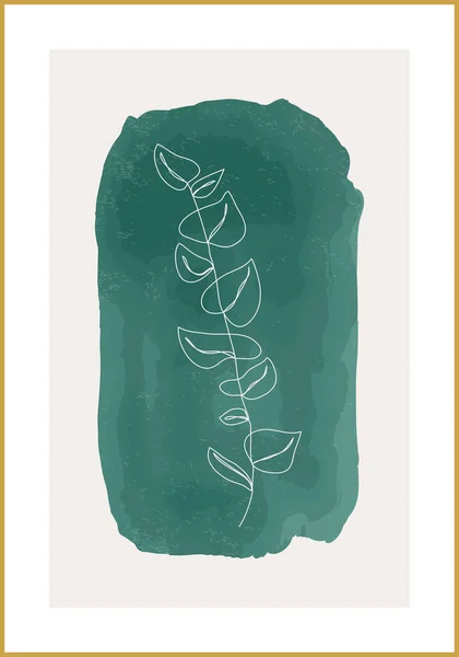 Minimalistyczny plakat botaniczny z liśćmi gałęzi abstrakcyjny kolaż — Wektor stockowy