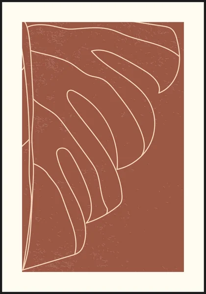 Foglia botanica minimalista poster astratto collage — Vettoriale Stock