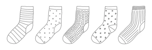 Set of cute cartoon socks in scandinavian style — Stock Vector