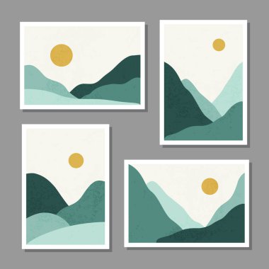 Minimalist manzara seti soyut çağdaş kolaj tasarımı