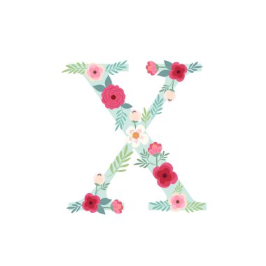 Çiçekli alfabe harfi X