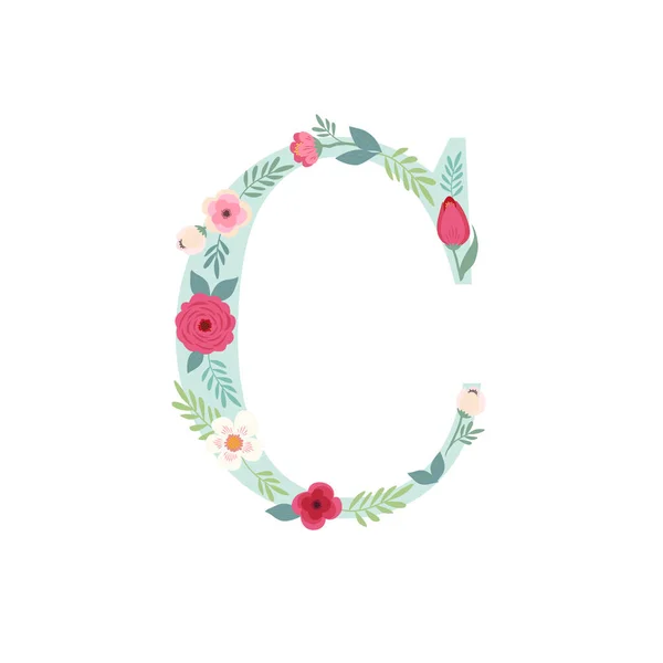 Alphabet lettre C avec des fleurs — Image vectorielle