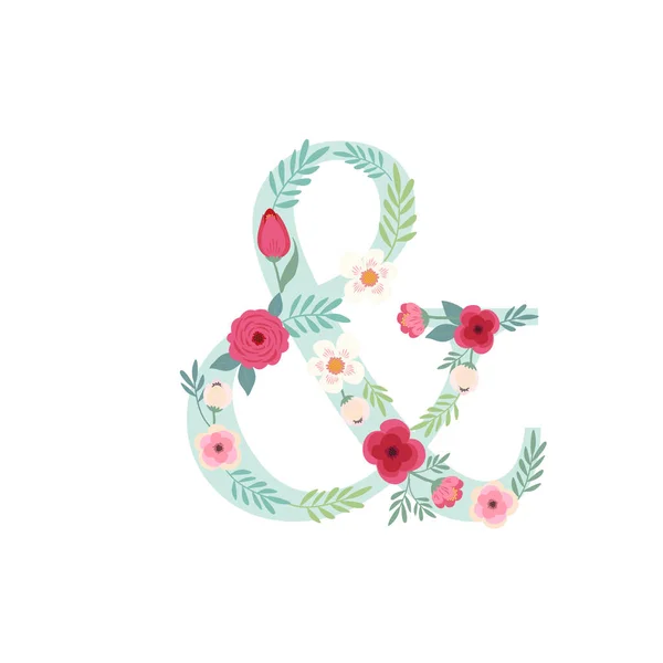 Alphabet symbole et avec des fleurs — Image vectorielle