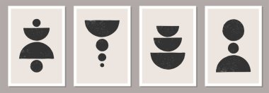 Duvar dekorasyonu için ideal, poster ya da broşür tasarımı, vektör illüstrasyonu gibi soyut yaratıcı minimalist el kompozisyonu seti