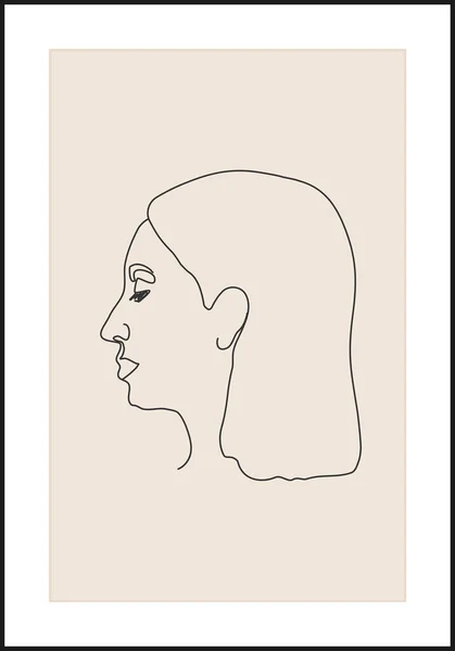 현대 여성의 초현실적 인 얼굴을 그린 미니멀리즘 인물상 — 스톡 벡터