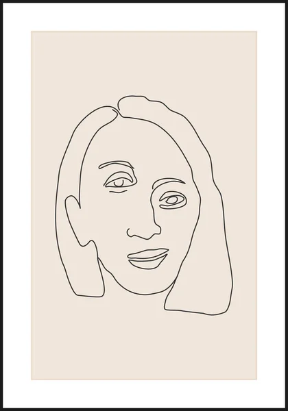 Portrait contemporain minimaliste de femme beauté visage surréaliste — Image vectorielle