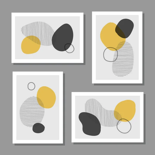Zestaw minimalistycznych plakatów z abstrakcyjną kompozycją organicznych kształtów — Wektor stockowy