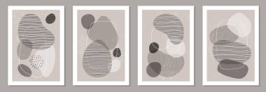 Soyut organik şekilli minimalist tasarım posterleri.
