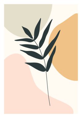 Minimalist botanik çizgisi, çiçek soyut kolajı