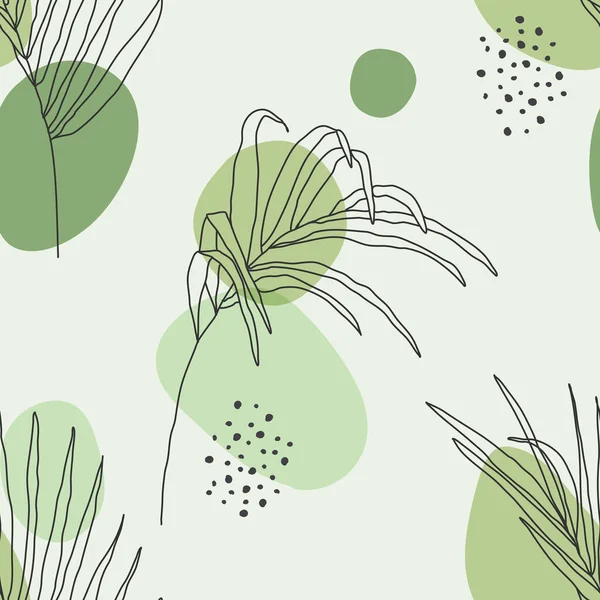 Модний мінімалістичний безшовний ботанічний візерунок з композицією лінійного мистецтва — стоковий вектор