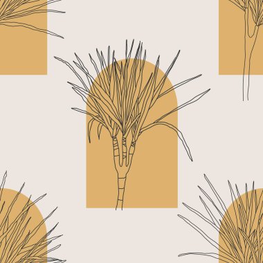 Çizgi sanatı kompozisyonu ile son moda minimalist kusursuz botanik desen