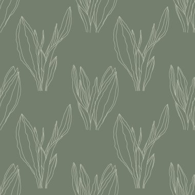 Çizgi sanatı kompozisyonu ile son moda minimalist kusursuz botanik desen