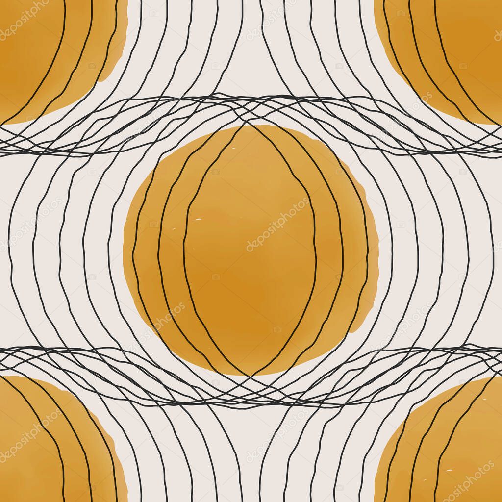 Trendy minimalist seamless pattern with abstract creative hand drawn composition