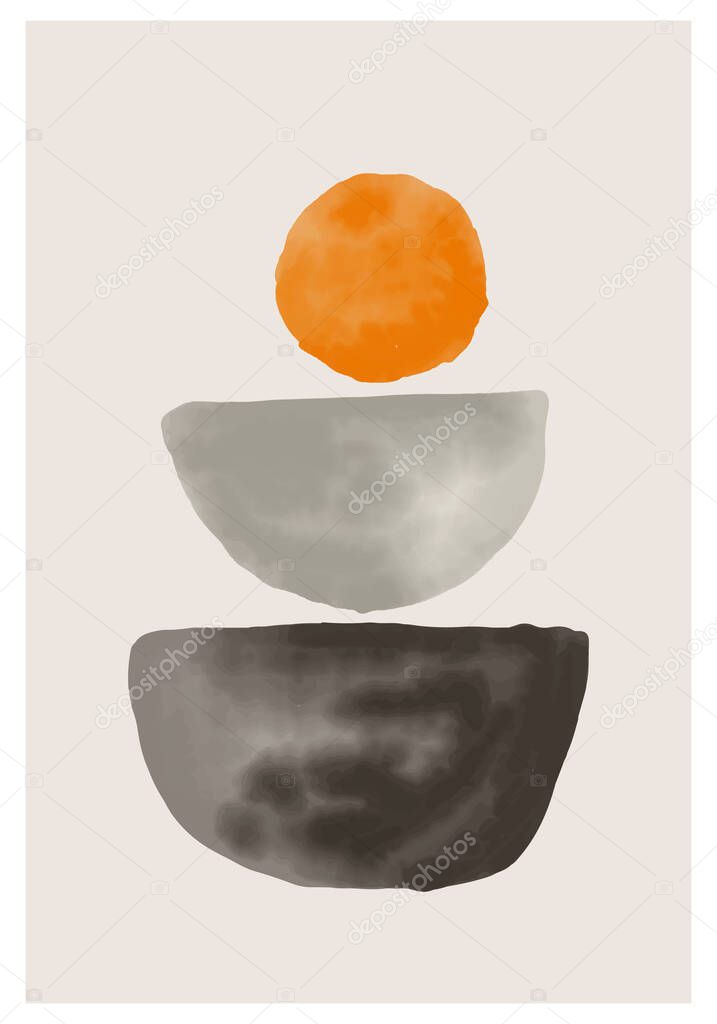 Trendy abstract creative watercolor minimalist artistic hand painted composition