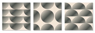 Soyut yaratıcı geometrik kompozisyona sahip minimalist, pürüzsüz desen dizisi