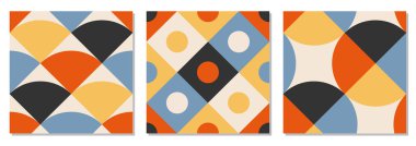 Soyut yaratıcı geometrik kompozisyona sahip minimalist, pürüzsüz desen dizisi