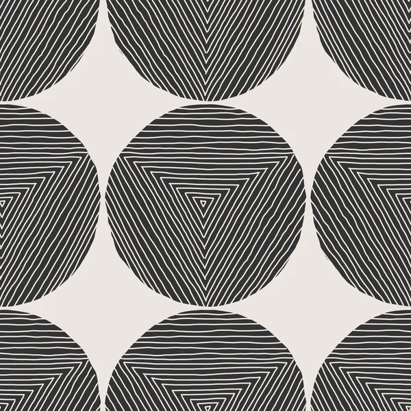 Patrón minimalista de moda sin costuras con composición abstracta creativa dibujada a mano — Vector de stock