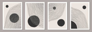 Soyut yaratıcı asgari sanatsal el çizimi kompozisyonların moda kümesi