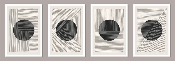 Trendy set abstracte creatieve minimalistische artistieke handgetekende compositie — Stockvector