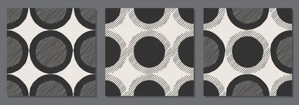 手描きの抽象的な構成でトレンディーなミニマルなシームレスパターンのセット — ストックベクタ