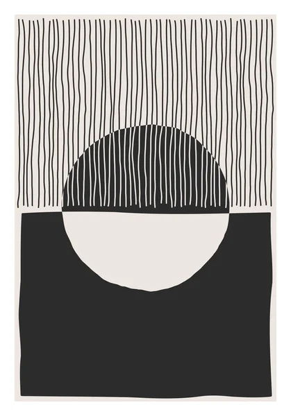Moderna estética abstracta creativa minimalista artística dibujada a mano composición — Vector de stock