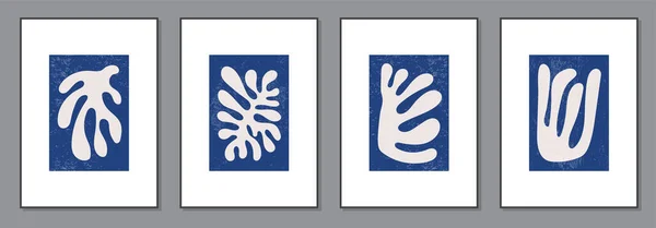 Conjunto de cartaz de colagem contemporânea inspirado em Matisse com formas orgânicas abstratas — Vetor de Stock