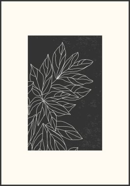 Yapraklar soyut kolaj ile minimalist botanik çizgisi