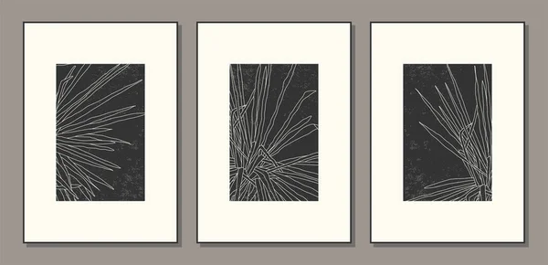 Uppsättning minimalistiska botaniska palmblad abstrakta collage affischer — Stock vektor