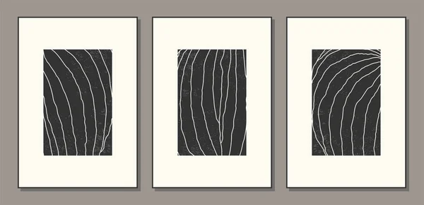 Conjunto minimalista de póster botánico con textura de hoja collage abstracto — Vector de stock