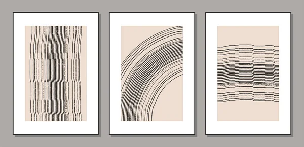 Conjunto de moderna abstrata criativo minimalista mão artística desenhada composições de arte — Vetor de Stock