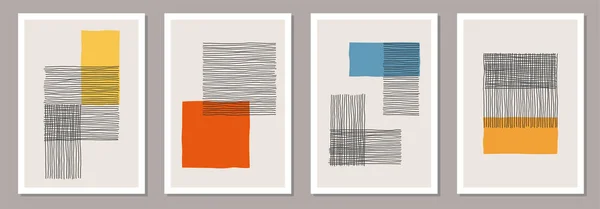Set of minimal 20s geometric design posters, vector template — Stock Vector